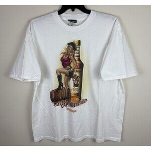 Vintage 90s Y2K Captain Morgan Graphic T-Shirt / White / Size 2XL